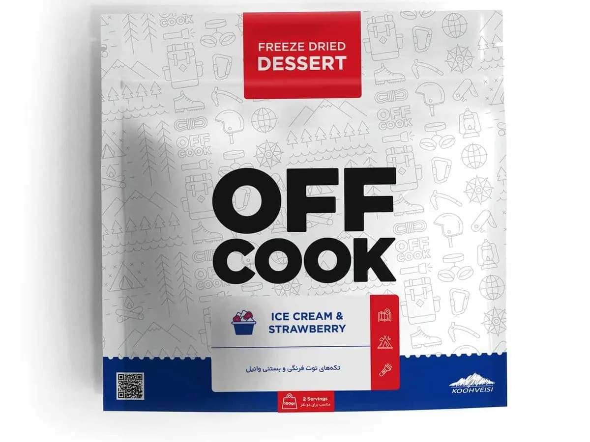 تکه های توت فرنگی و بستنی وانیل Off Cook